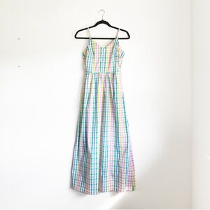 J. Crew Rainbow Gingham Cotton Maxi Dress Sundress